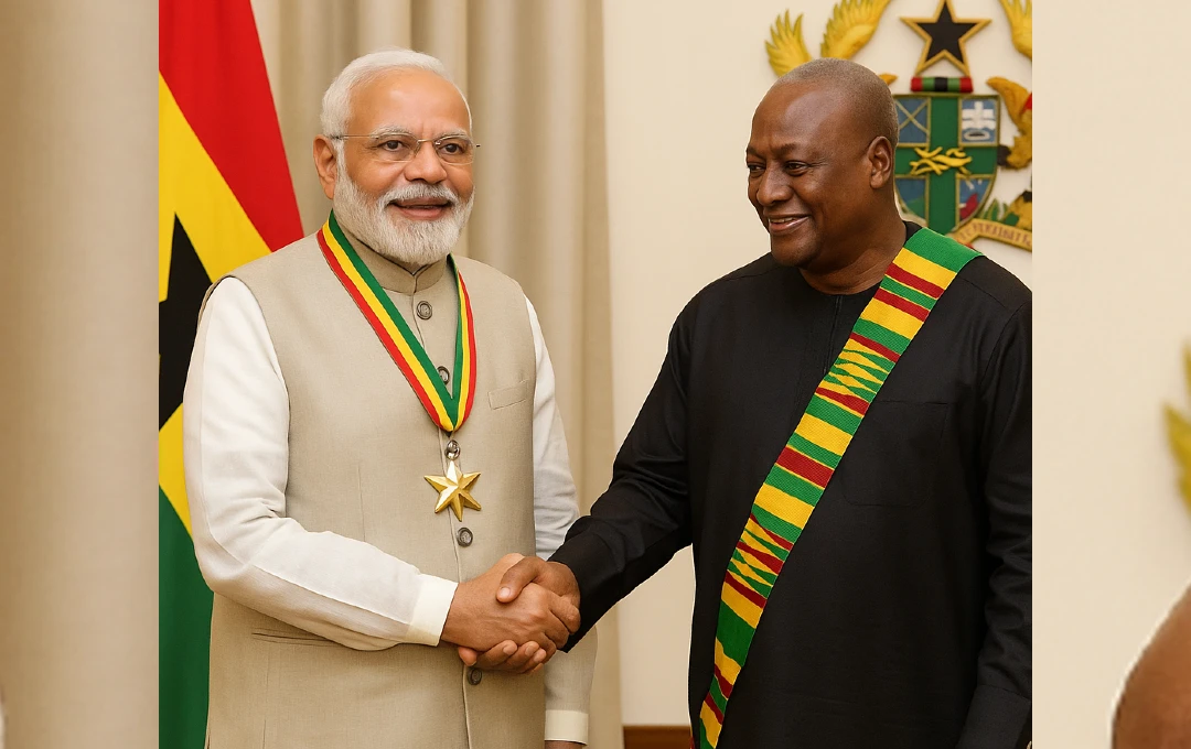Prime Minister Shri Narendra Modi Receives the National Honour of Ghana: Officer of the Order of the Star of Ghana