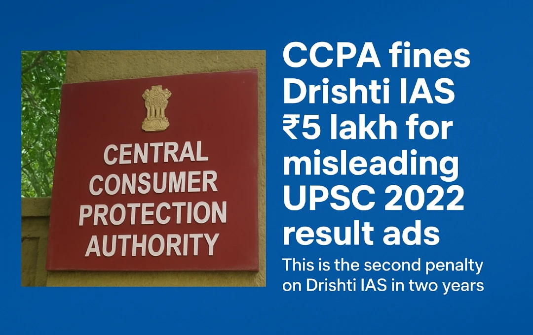 CCPA fines Drishti IAS ₹5 lakh for misleading UPSC 2022 result advertisements